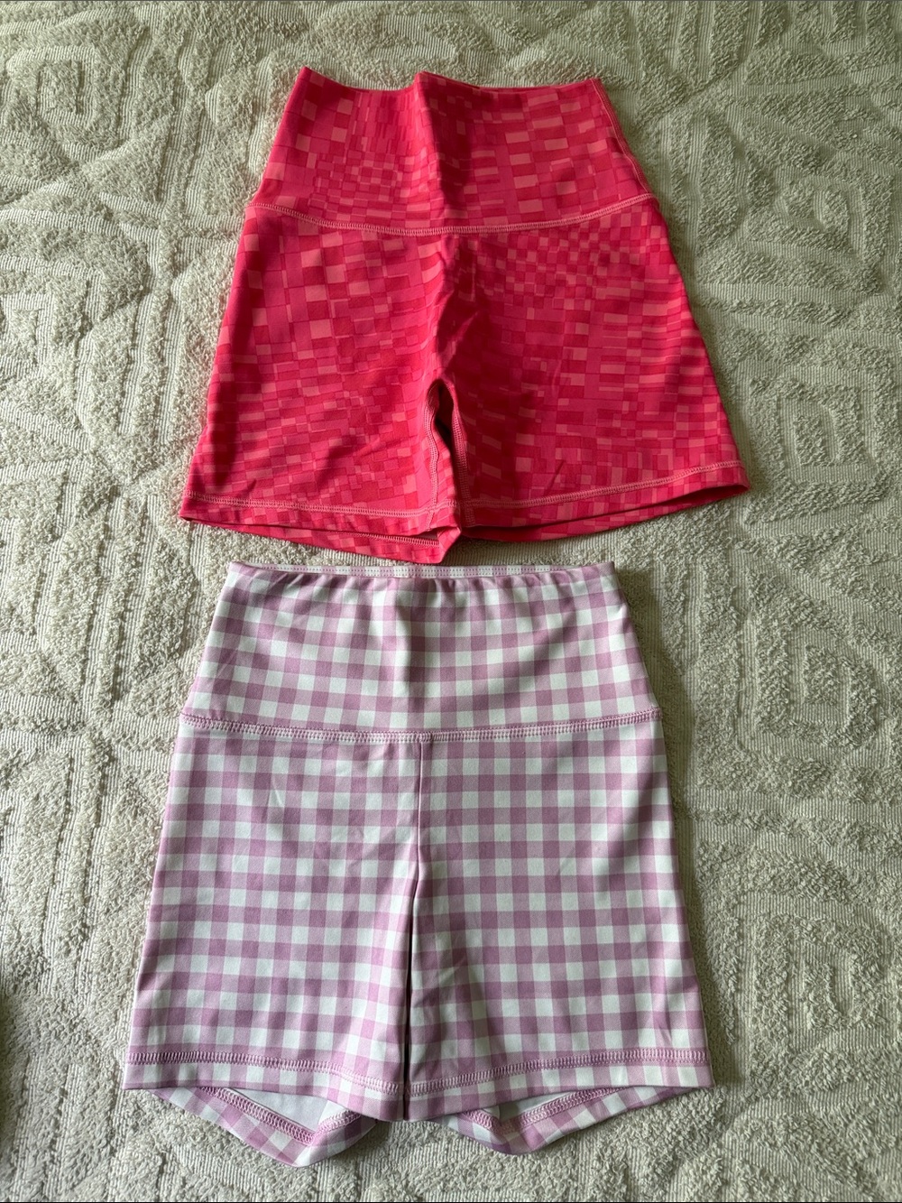 Aeries and American Eagle Bike Shorts in Hot Pink and Light Pink Gingham